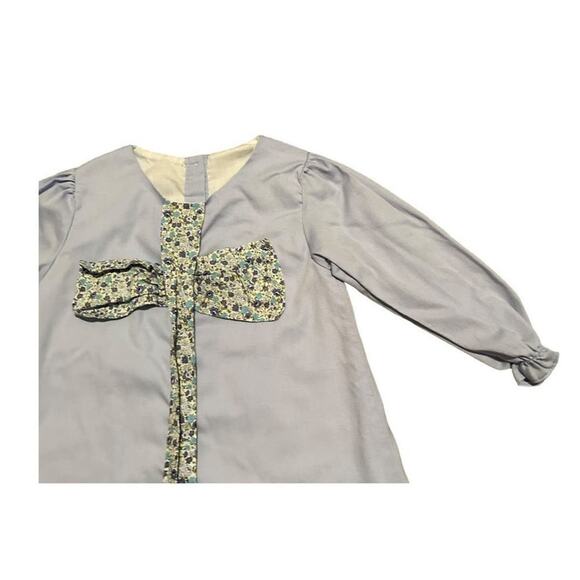 Adorable Smocked Threads by C&L Floral Trim Cotton Dress, Gray, Size 3T - Picture 6 of 12